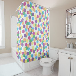 Colorful Polka-Stippen Confetti Pattern on White Douchegordijn