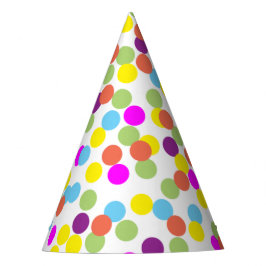 Colorful Polka-Stippen Confetti Pattern on White Feesthoedjes