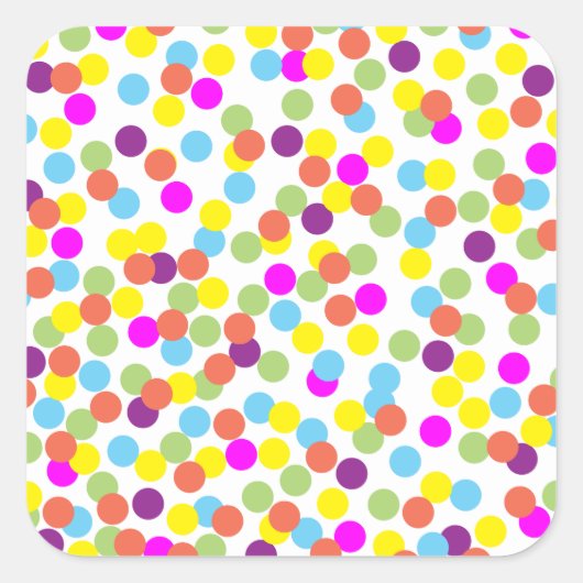 Colorful Polka-Stippen op wit Vierkante Sticker (Voorkant)