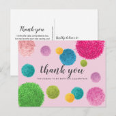 Colorful Pom Pom Dank u Briefkaart (Voorkant / Achterkant)