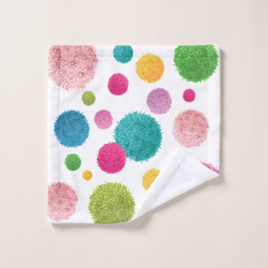 Colorful Pom Pom Print Bad Handdoek (Wasdoekje)