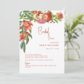 Colorful Pomegranate Tuscan Red Bridal Kaart (Staand voorkant)