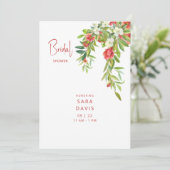 Colorful Pomegranate Tuscan Red Bridal Kaart (Staand voorkant)