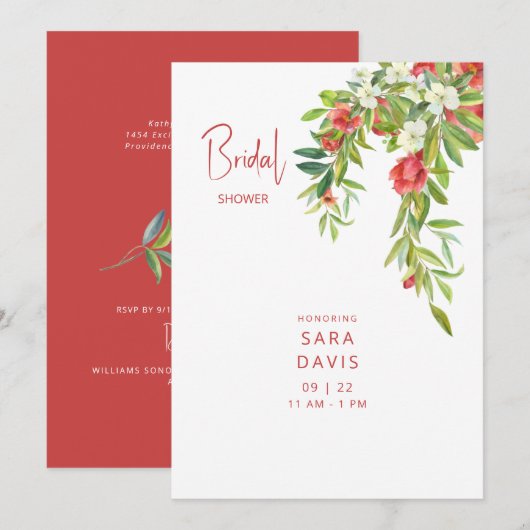 Colorful Pomegranate Tuscan Red Bridal Kaart (Voorkant / Achterkant)