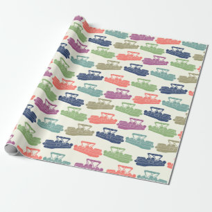 Colorful Pontoon Boats patterned Boating Gift Cadeaupapier