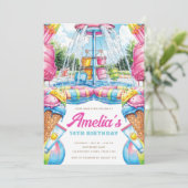 Colorful Pool Party Birthday Waterpark  Kaart (Staand voorkant)