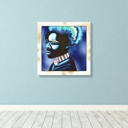 Colorful Pop Art African Man Canvas Afdruk (Insitu (Houten vloer))