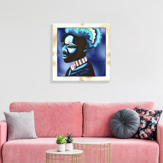 Colorful Pop Art African Man Canvas Afdruk (Insitu (Woonkamer))