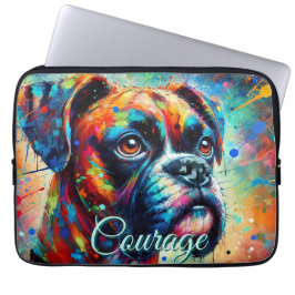 Colorful Pop Art Boxer Dog Personalized Laptop Sleeve