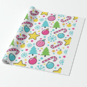 Colorful Pop Art Christmas Tree Pattern – Merry Po Cadeaupapier (Uitgerold)