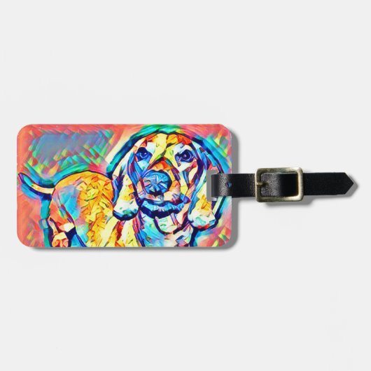 Colorful Pop Art Dachshund Bagagelabel (Voorkant horizontaal)