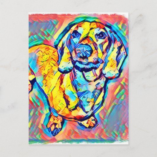 Colorful Pop Art Dachshund Briefkaart (Voorkant)