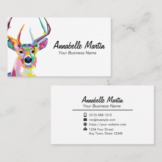 Colorful Pop Art Deer Visitekaartje (Voorkant / Achterkant)