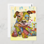 Colorful Pop-Art Dog Face Briefkaart (Voorkant / Achterkant)