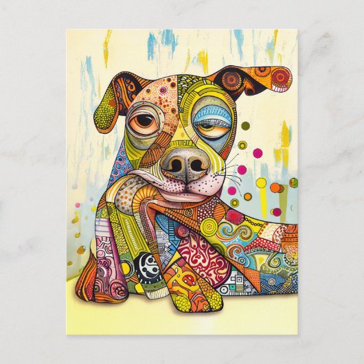 Colorful Pop-Art Dog Face Briefkaart (Voorkant)