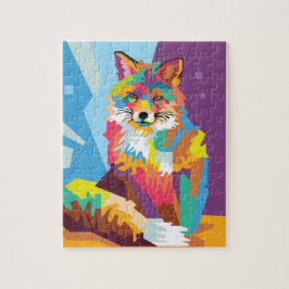 Colorful Pop Art Fox Portret Legpuzzel