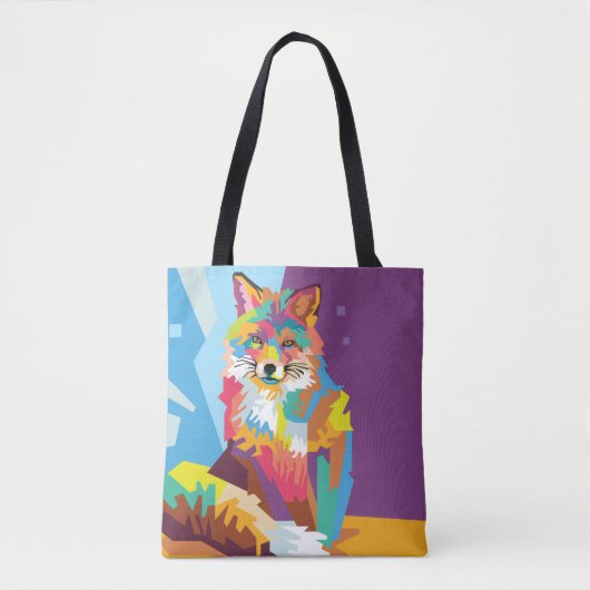 Colorful Pop Art Fox Portret Tote Bag (Voorkant)
