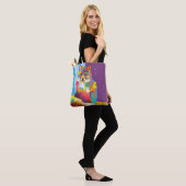 Colorful Pop Art Fox Portret Tote Bag (Op model)