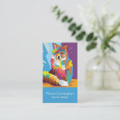 Colorful Pop Art Fox Portret Visitekaartje (Staand voorkant)