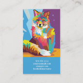 Colorful Pop Art Fox Portret Visitekaartje (Achterkant)