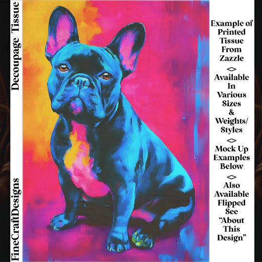 Colorful Pop Art French Bulldog Dog EP6L Decoupage Tissuepapier