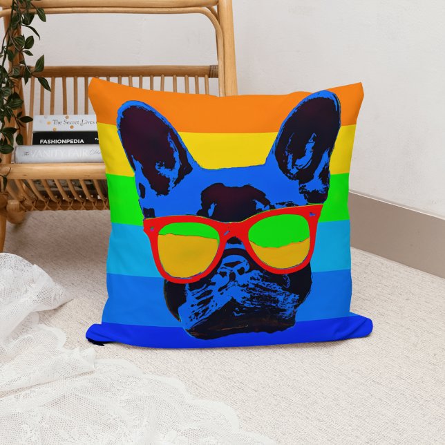 Colorful Pop Art French Bulldog Kussen (Creator heeft geüpload)