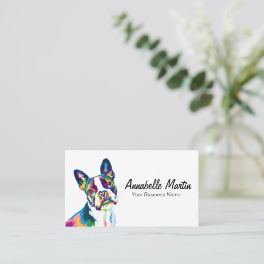 Colorful Pop Art French Bulldog Visitekaartje (Staand voorkant)