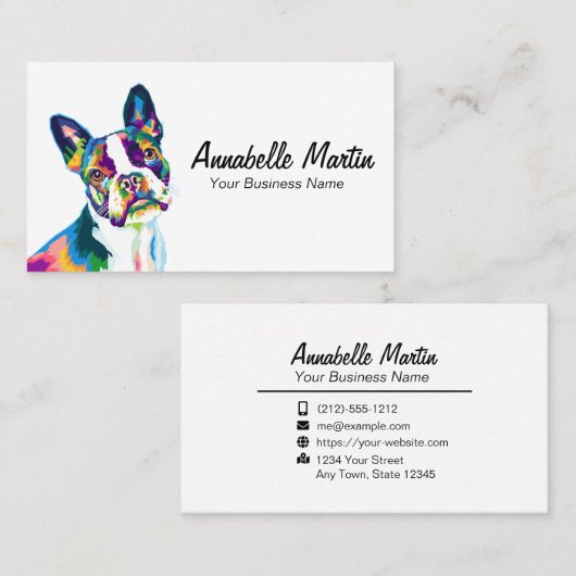 Colorful Pop Art French Bulldog Visitekaartje (Voorkant / Achterkant)