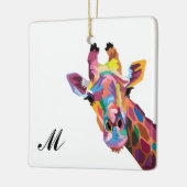 Colorful Pop Art Giraffe Monogramed Keramisch Ornament (Links)