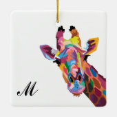 Colorful Pop Art Giraffe Monogramed Keramisch Ornament (Achterkant)