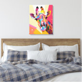 Colorful Pop Art Giraffe Portret Canvas Afdruk (Insitu (Slaapkamer))