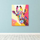Colorful Pop Art Giraffe Portret Canvas Afdruk (Insitu (Houten vloer))