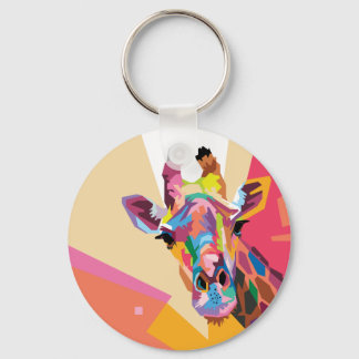 Colorful Pop Art Giraffe Portret Sleutelhanger