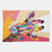 Colorful Pop Art Giraffe Portret Theedoek (Horizontaal)