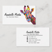 Colorful Pop Art Giraffe Visitekaartje (Voorkant / Achterkant)