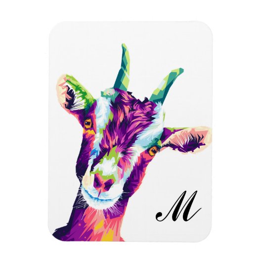 Colorful Pop Art Goat Monogramed Magneet (Verticaal)