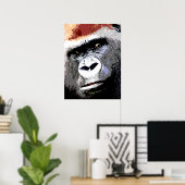 Colorful Pop Art Gorilla Portret Poster (Thuiskantoor)