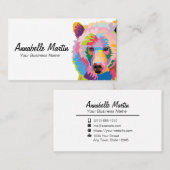 Colorful Pop Art Grizzly Beer Visitekaartje (Voorkant / Achterkant)