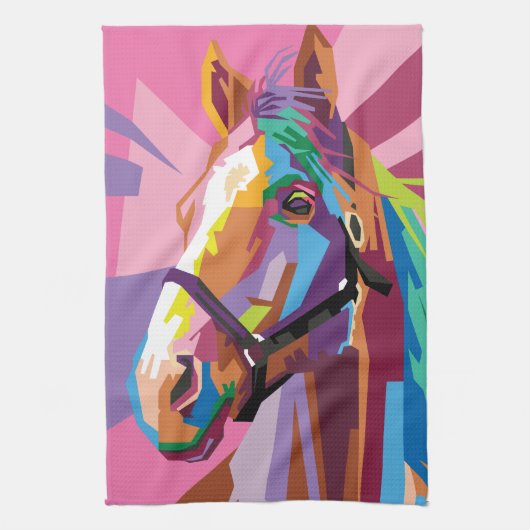 Colorful Pop Art Horse Portret Theedoek (Verticaal)