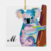 Colorful Pop Art Koala Monogrammed Keramisch Ornament (Achterkant)