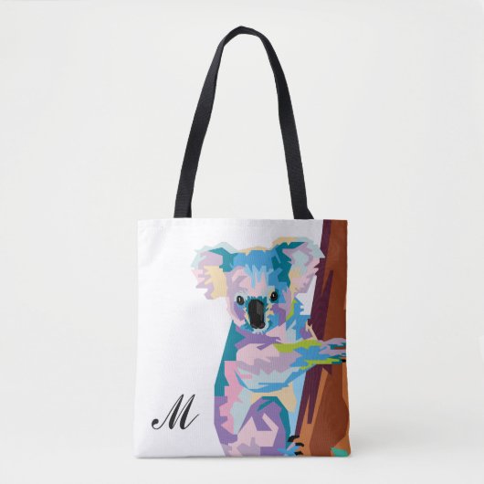 Colorful Pop Art Koala Monogrammed Tote Bag (Voorkant)