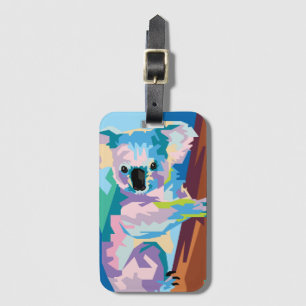 Colorful Pop Art Koala Portret Bagagelabel