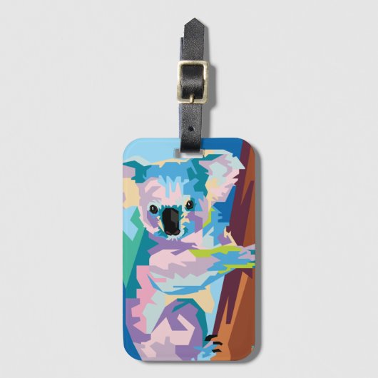 Colorful Pop Art Koala Portret Bagagelabel (Voorkant (verticaal))
