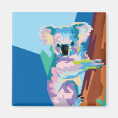 Colorful Pop Art Koala Portret Magneet (Voorkant)