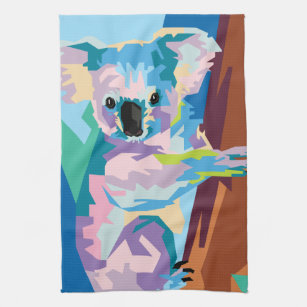 Colorful Pop Art Koala Portret Theedoek