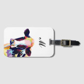 Colorful Pop Art Koe Monogramed Bagagelabel (Voorkant (horizontaal))
