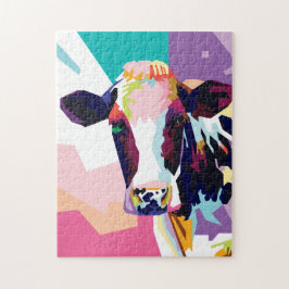 Colorful Pop Art Koe Portret Legpuzzel