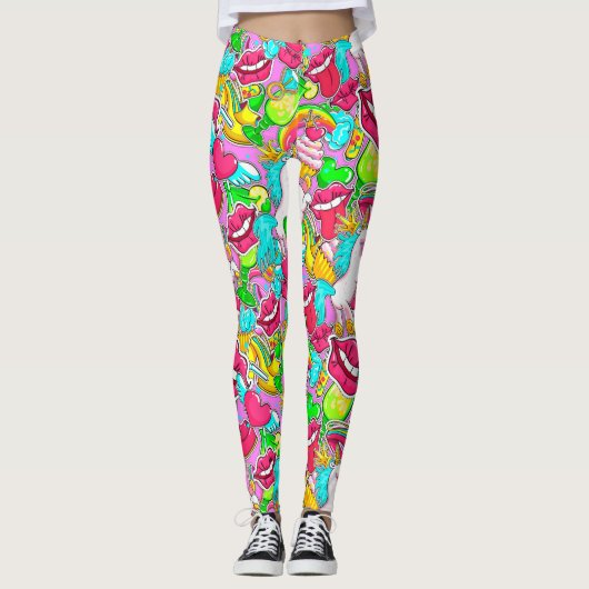 Colorful Pop Art Leggings (Voorkant)