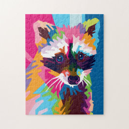 Colorful Pop Art Raccoon Portret Legpuzzel