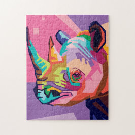 Colorful Pop Art Rhino Portret Legpuzzel